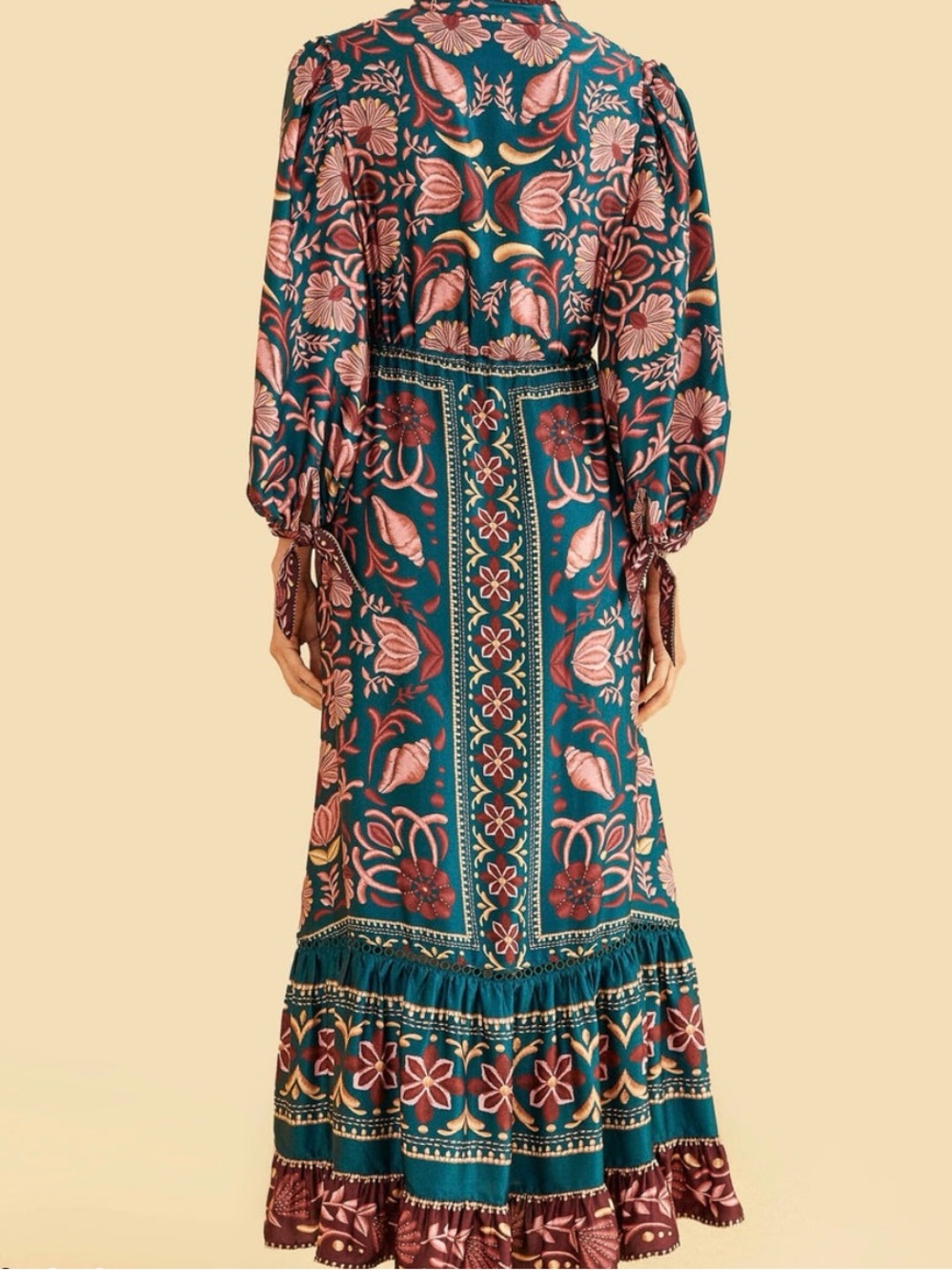 NWT FARM Rio Teal Tapestry Sea Shell Maxi Dress XS - Picture 4 of 6